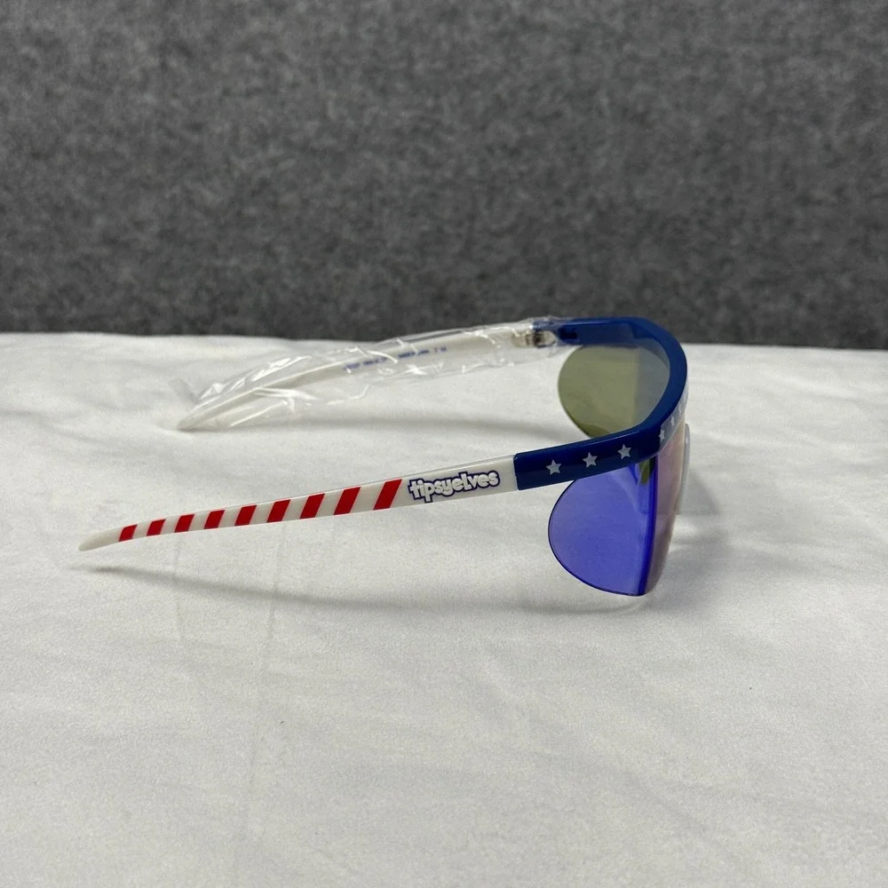 Tipsy Elves Patriotic USA Stars and Stripes Shield Sunglasses Blue Mirrored Lens